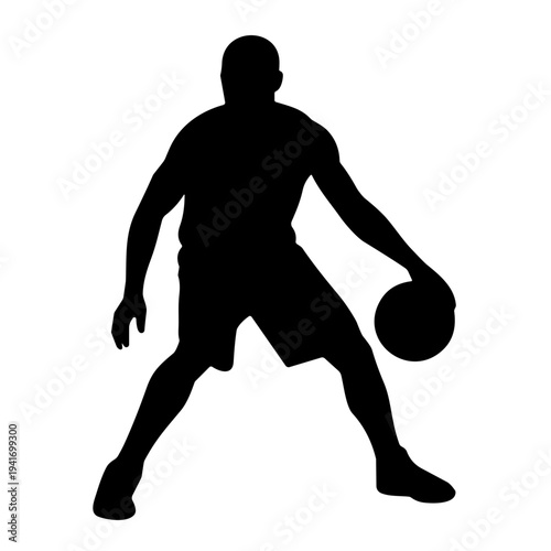 icon illustration basketball player dribbling the ball vector