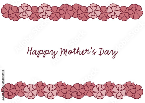 Hand drawn cute Mother's Day illustration set, loose watercolor carnations and ribbons