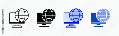 Browser Icon Sheet Multiple Style Collection Isolated Vector