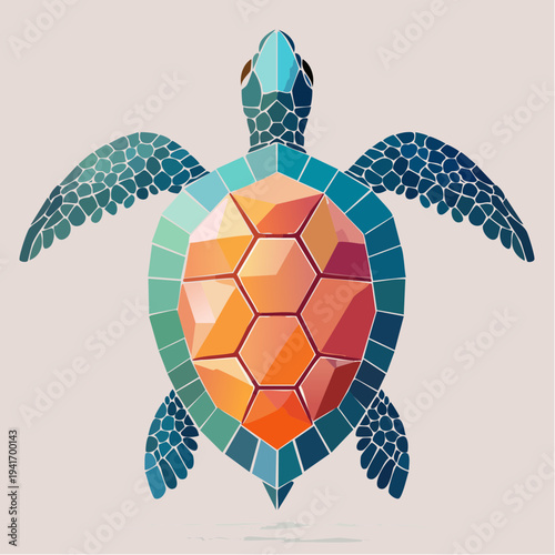 Geometric Sea Turtle Illustration A Colorful and Stylized Ocean Dweller
