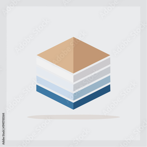 Stacked Blocks Abstract Geometric Graphic Design with Subtle Gradient Colors