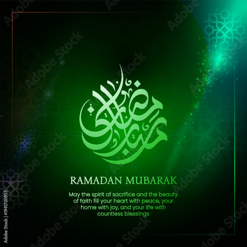 Ramadan Mubarak Greeting Template with Night Sky Background