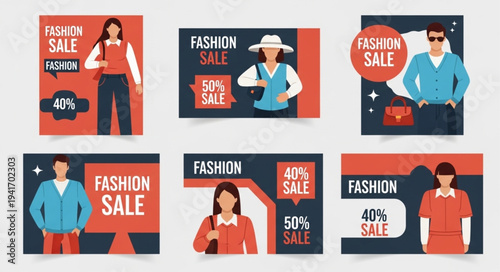 Fashion Sale Ad Templates with Stylish Models and Discount Offers.