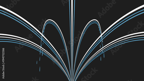 Water jets creating a fountain display against a dark background  