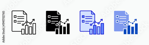 Business Report Icon Sheet Multiple Style Collection Isolated Vector