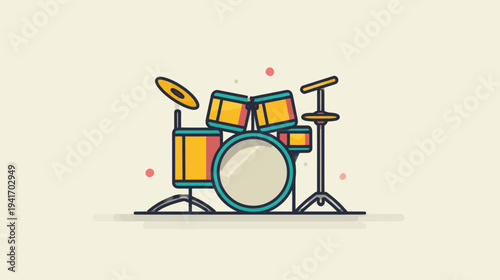 Compact Drum Kit Icon Flat Design