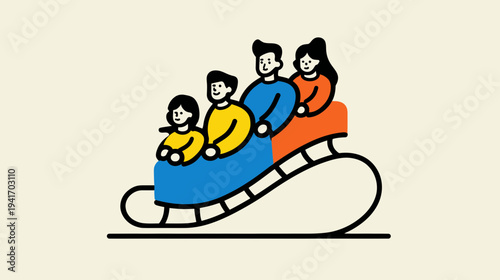 Family Enjoying a Fun Roller Coaster Ride