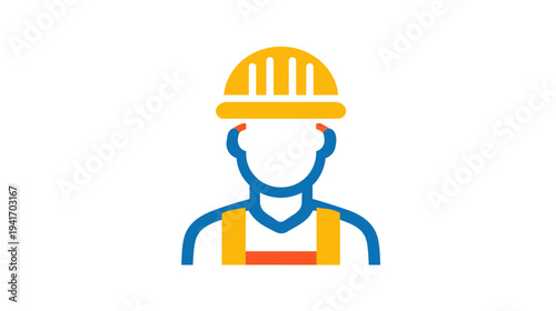 Flat vector icon of an engineer wearing a safety helmet