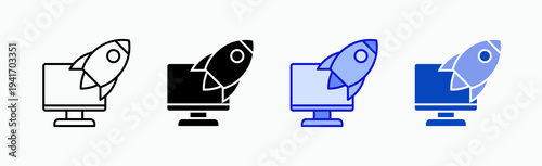 Startup Icon Sheet Multiple Style Collection Isolated Vector