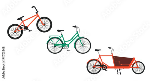 Three Bicycles with Different Designs.