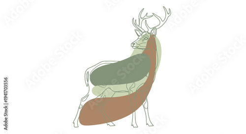 Deer Illustration with Abstract Colorful Design.