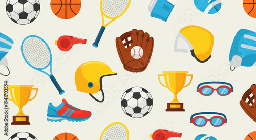 Assorted Sports Equipment and Accessories Icons.
