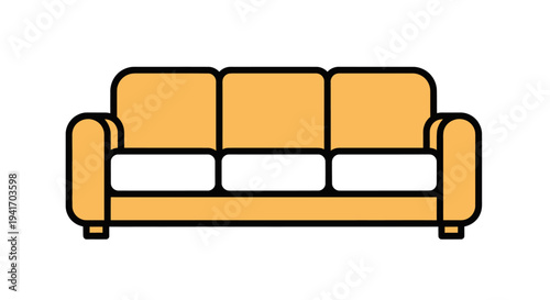 Yellow Three Seater Sofa Furniture Illustration.
