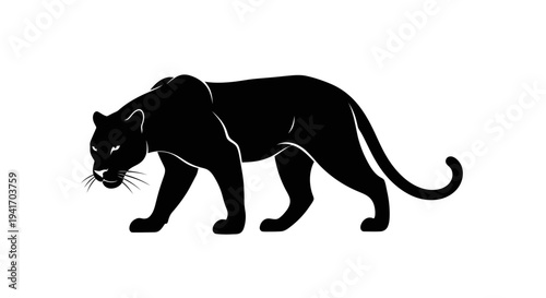 Black Panther Walking Silhouette Illustration.