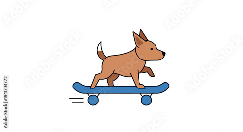 Cartoon Dog Riding Skateboard Illustration.