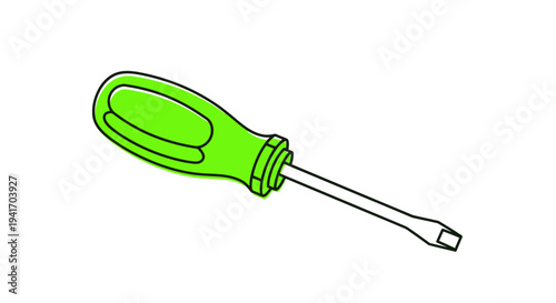 Green Handle Screwdriver Tool Illustration.