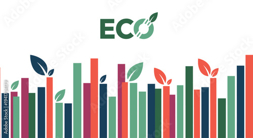 Eco Friendly Bar Graph with Leaves.