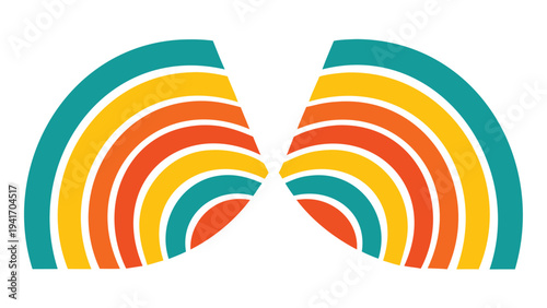 Vector semicircle rainbow shapes, colorful abstract design elements