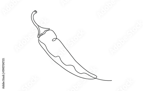 Continuous one line drawing of hot red chili pepper Habanero pepper.