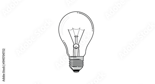 Realistic illustration of a classic incandescent light bulb with visible internal filaments representing ideas and electricity.