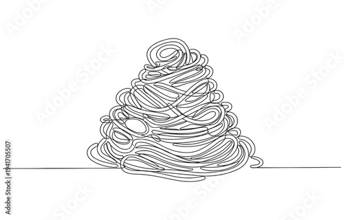 One continuous line illustration of an spaghetti.
