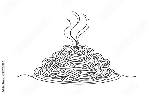 One continuous line illustration of an spaghetti.