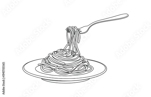 One continuous line illustration of an spaghetti.
