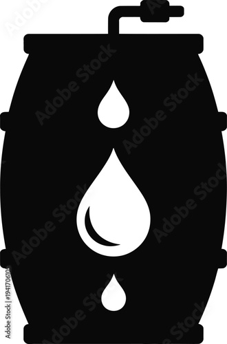 Oil Barrel With Drop Icon Silhouette