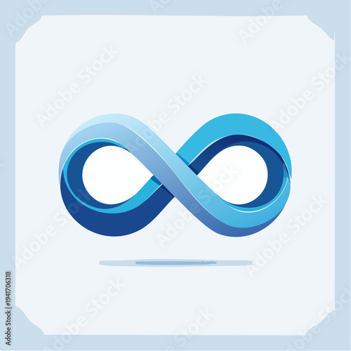 Infinite Loop of Blue and Light Blue Abstract Symbol on a Light Blue Background
