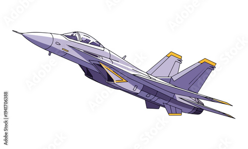 Modern Twin Engine Fighter Jet Illustration on White Background