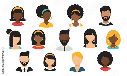 Set of Diverse Men and Women Avatar Portrait Icons