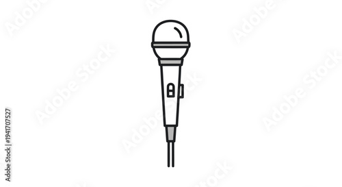Simple Line Drawing of a Microphone.