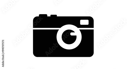 Black Camera Icon with White Lens.