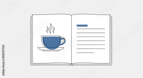 Blue Coffee Cup on Notebook Page.