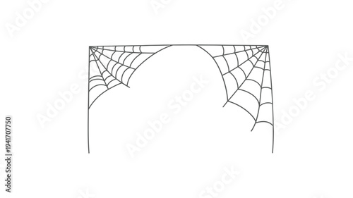 A simplistic black and white illustration of a spiderweb in a corner