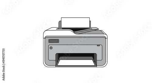 Simple Line Drawing of Office Printer.
