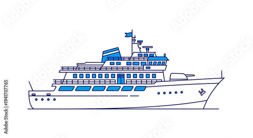 Luxury Cruise Ship with Multiple Decks.