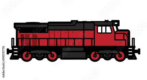 Red Train Engine with Black Details.