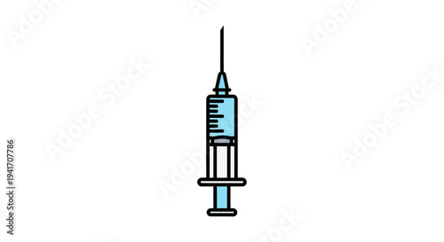 Syringe with liquid for medical injection.