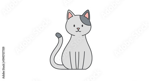Simple Line Drawing of a Cat.