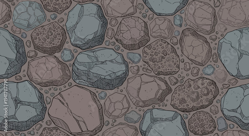 Collection of Various Colored Stones and Pebbles.