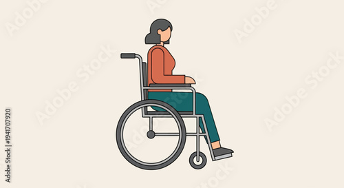 Woman Sitting in a Wheelchair Illustration.