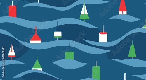 Colorful Sailing Boats on Wavy Water.