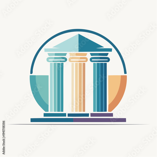 Icon of a neoclassical building with columns symbolizing justice, law, or government