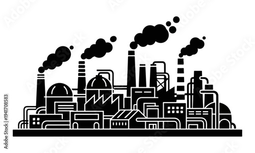 Industrial Factory Pollution Emission Illustration.