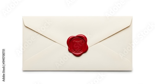 3D Envelope with Red Wax Seal Icon Isolated on White Background