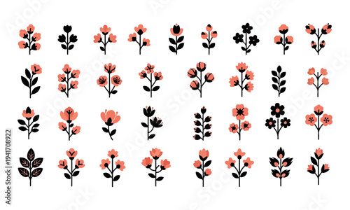 Collection of small colorful flower designs.