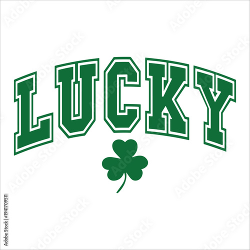 Lucky Shamrock Green Varsity Arch Design