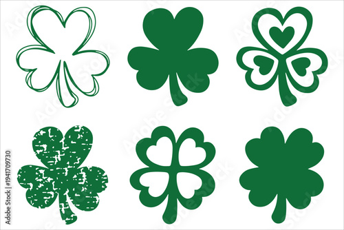 Stylized Shamrock Clover Icon Set