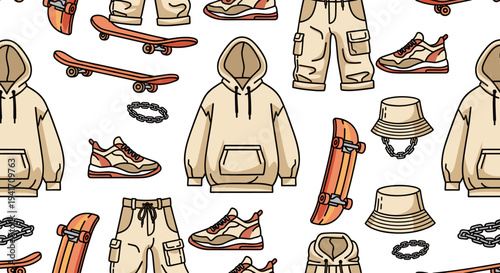 Collection of Streetwear Clothing and Accessories.